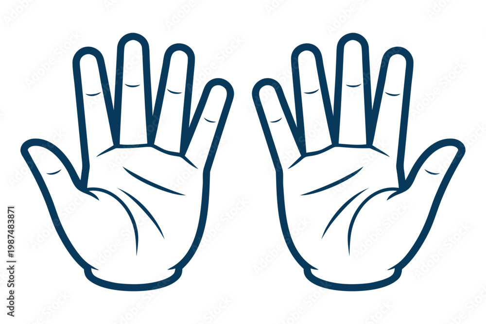 Fototapeta premium Hand showing vulcan salute outline isolated on white background vector design