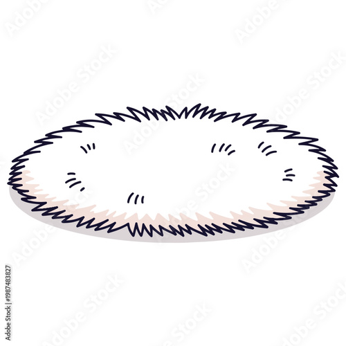 oval fluffy shag rug cartoon vector illustration