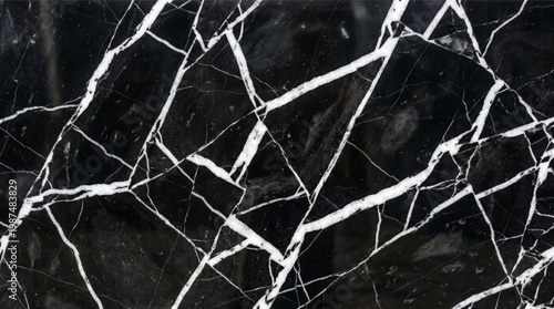 Luxury black marble stone texture with white veins for background