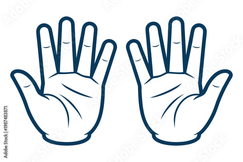Hand showing vulcan salute outline isolated on white background vector design
