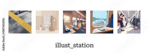 外国人観光客が感動する日本の快適な鉄道_イラスト素材