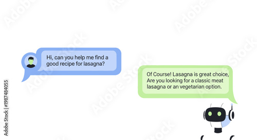 AI chatbot virtual assistant helping user with cooking recipe