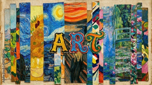 Artistic Montage of Classic Fine Art Paintings in Vertical Strips