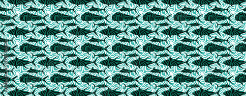Mahi mahi and tuna fish pattern in teal and white marine life design