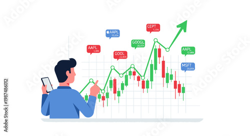 Businessman analyzing stock market data chart on digital screen