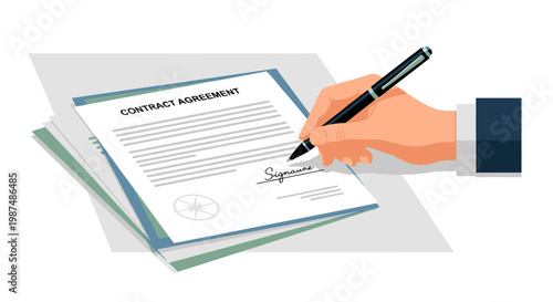 Businessman signing formal contract agreement with a pen