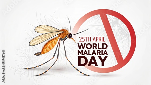 World Malaria Day, Minimal medical poster highlighting mosquito control and health awareness.

