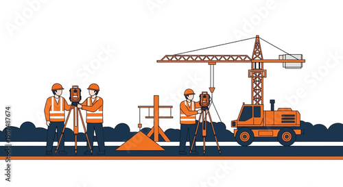 Construction Engineers Measuring, Examining, and Surveying the Building Project