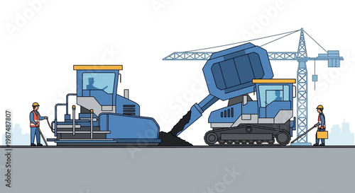 Construction Equipment, Road Engineering, Infrastructure Development, And Construction Workers