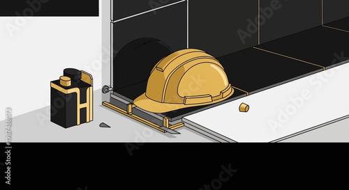 Construction Safety Helmet Near Some Building Elements Showing Work in Progress