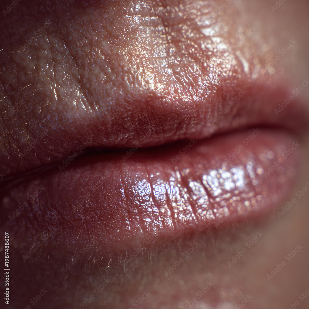 Fototapeta premium Close-up of lips with glossy texture