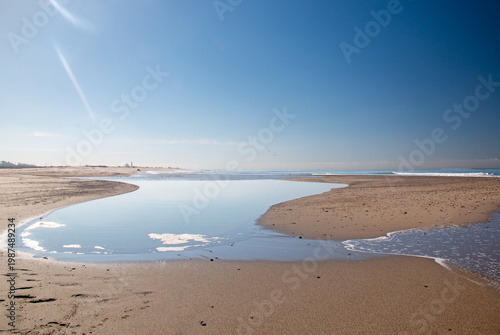 Santa Clara River where it flow into the Pacific Ocean at Surfers Knoll Beach in Ventura California United States