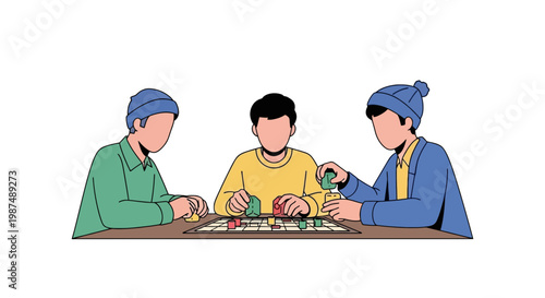Family Playing Board Game Together in Home Setting