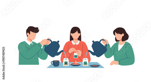 Group of People Getting Ready to Serve Tea or Coffee at a Social Gathering