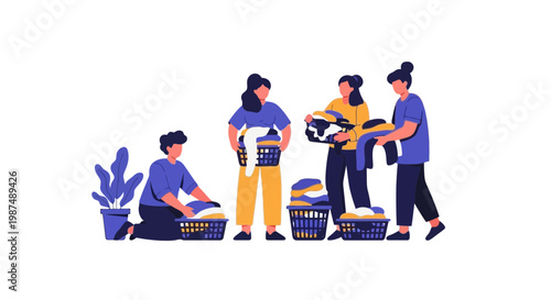 Group of People Shopping at Farmer's Market with Baskets