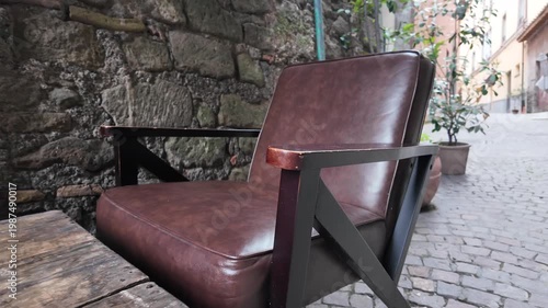 Vintage Leather Armchair In A Classic Italian Street