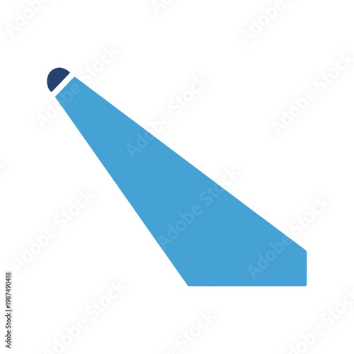 Spotlight beam isolated on white background, abstract blue light projection