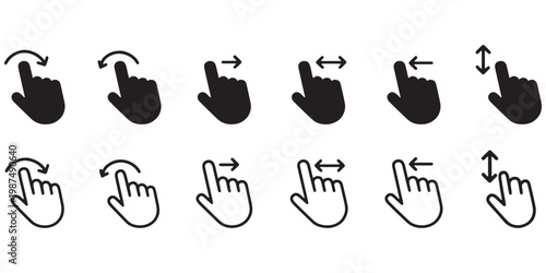Computer mouse pointer icons with various gestures