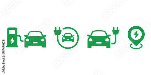 Electric vehicle charging icons