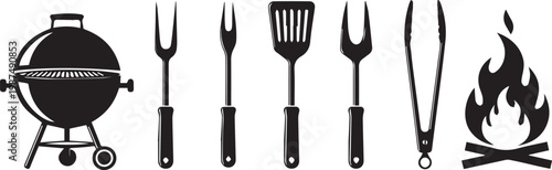 Barbecue tools and grill a summer cooking collection