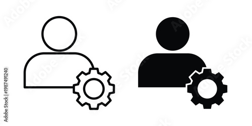 Account settings icon vector graphic clipart and line art style set