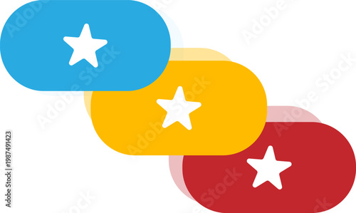 Multi colored user feedback interface buttons with modern star ranking system