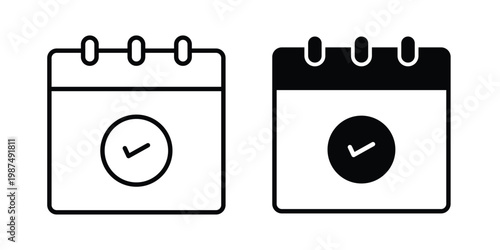 Appointment icon vector graphic clipart and line art style set