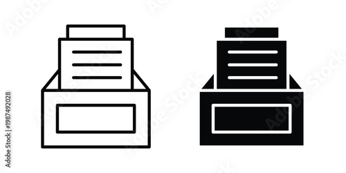 Archive icon vector graphic clipart and line art style set