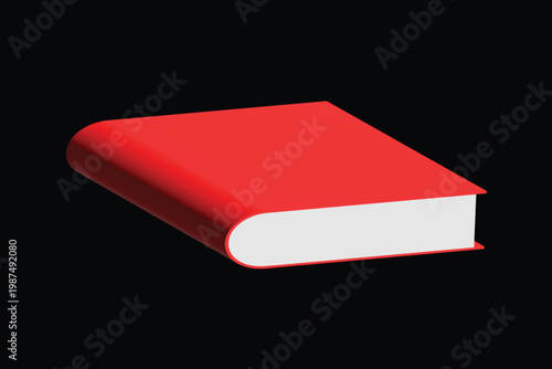 Red hardcover book 3d vector illustration closed book mockup isolated object education knowledge concept realistic design