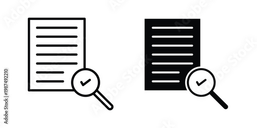 Audit report icon vector graphic clipart and line art style set