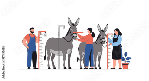 Donkey Measurement Inspection by Farmers and Veterinarian