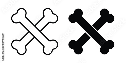 Bones icon vector graphic clipart and line art style set