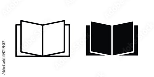 Book icon vector graphic clipart and line art style set