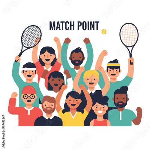 Excited Tennis Fans Celebrating Match Point Victory