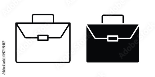 Briefcase icon vector graphic clipart and line art style set
