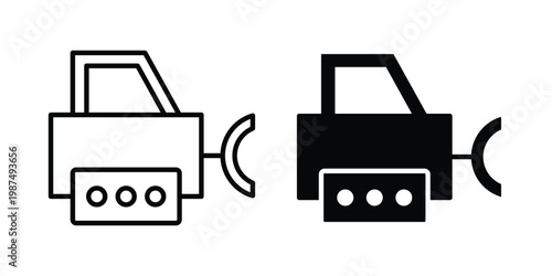 Bulldozer icon vector graphic clipart and line art style set