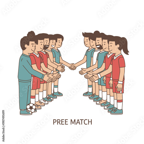 Soccer Teams Shaking Hands Before Match, Sportsmanship, Friendly Competition