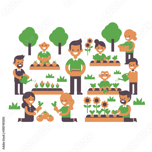 Diverse People Gardening Together, Community Farm, Healthy Lifestyle, Organic Food Growing