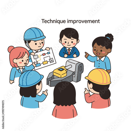 Team brainstorming for industrial technique improvement and innovation