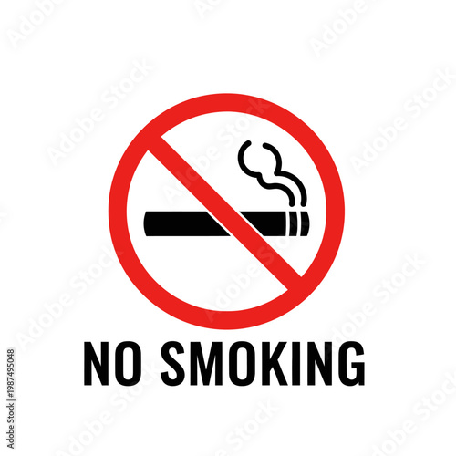 A red circle with a crossed out cigarette indicates no smoking allowed