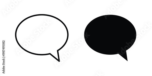 Chat bubble icon vector graphic clipart and line art style set