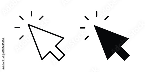 Click icon vector graphic clipart and line art style set