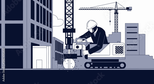 Construction Worker Uses Machinery to Fabricate Buildings in Urban Settings