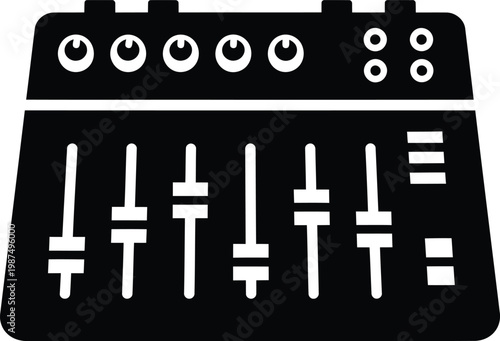 Minimalist audio mixer console icon for music production vector illustration