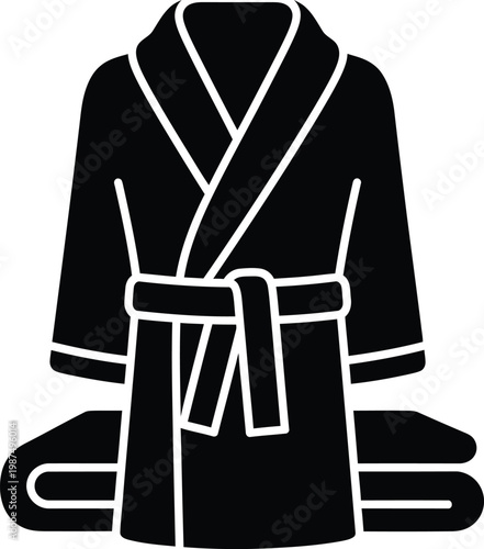 Minimalist bath robe silhouette icon for spa and beauty vector illustration