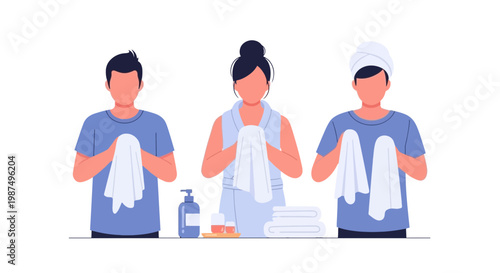 Cleaners in Uniform Wiping Surfaces with Towels and Disinfectant