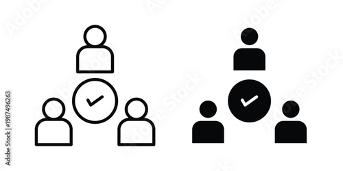 Collaboration icon vector graphic clipart and line art style set