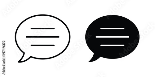 Comments icon vector graphic clipart and line art style set