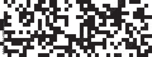 Random pixel mosaic background. Broken square pattern. Abstract digital texture with dots. Disintegration process. Arcade game style. Tech design. Chaotic dispersion. Vector graphic illustration