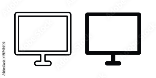 Computer icon vector graphic clipart and line art style set